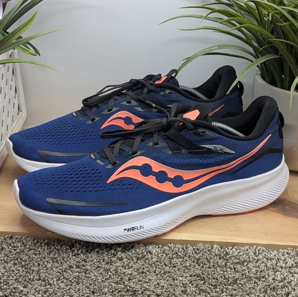 Saucony Ride 15 Blue Running Shoes Mens Size 12.5 Walking Comfort Gym Workout